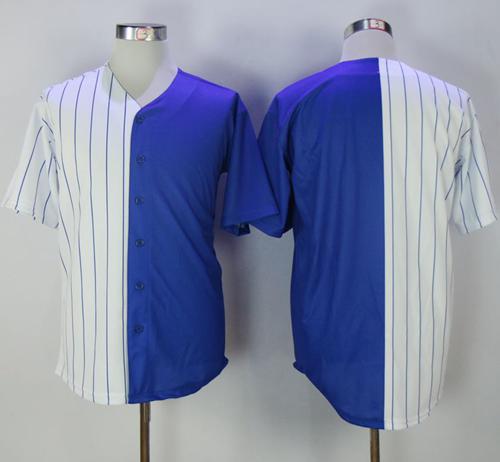 Cubs Blank White/Blue Split Fashion Stitched MLB Jersey - Click Image to Close